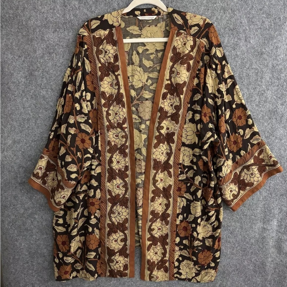 Soft Surroundings Autumn Floral Long Kimono Cardigan 1X - Picture 2 of 4